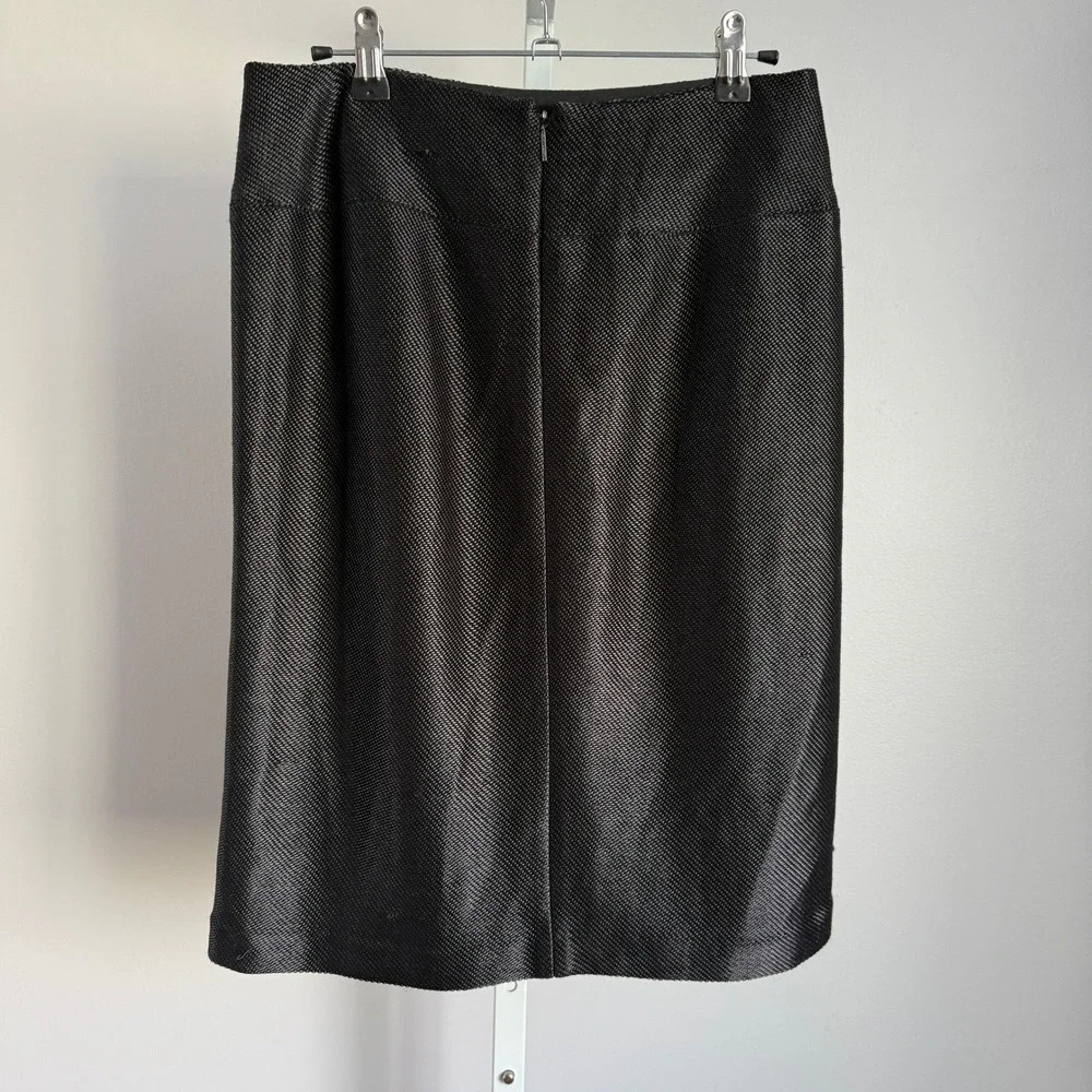 Tory Burch Black Pencil Skirt Textured Trim Career‎ Wear Women's Small